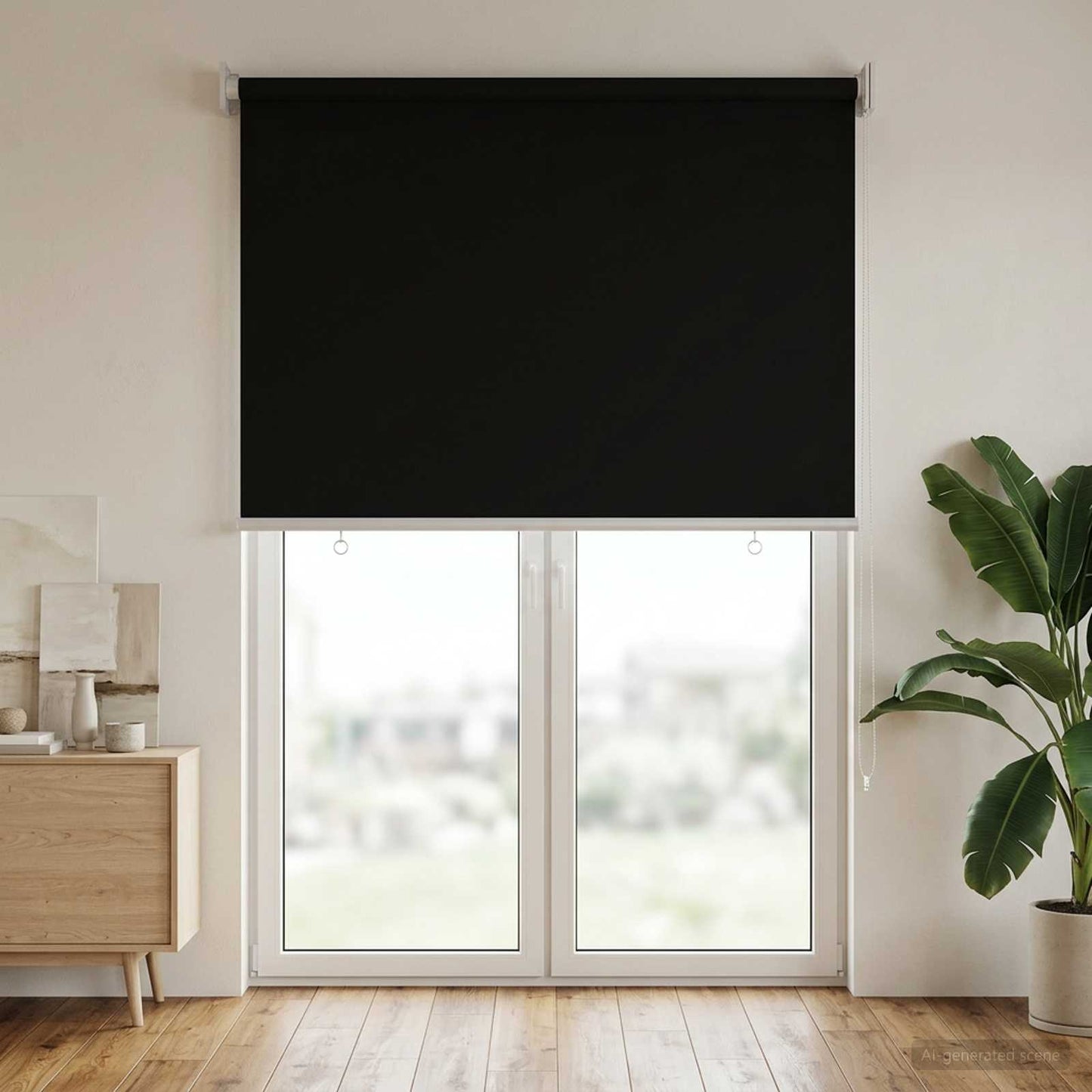 Outdoor Roller Blind UV Protection Black 60 x 230 cm (W x H)