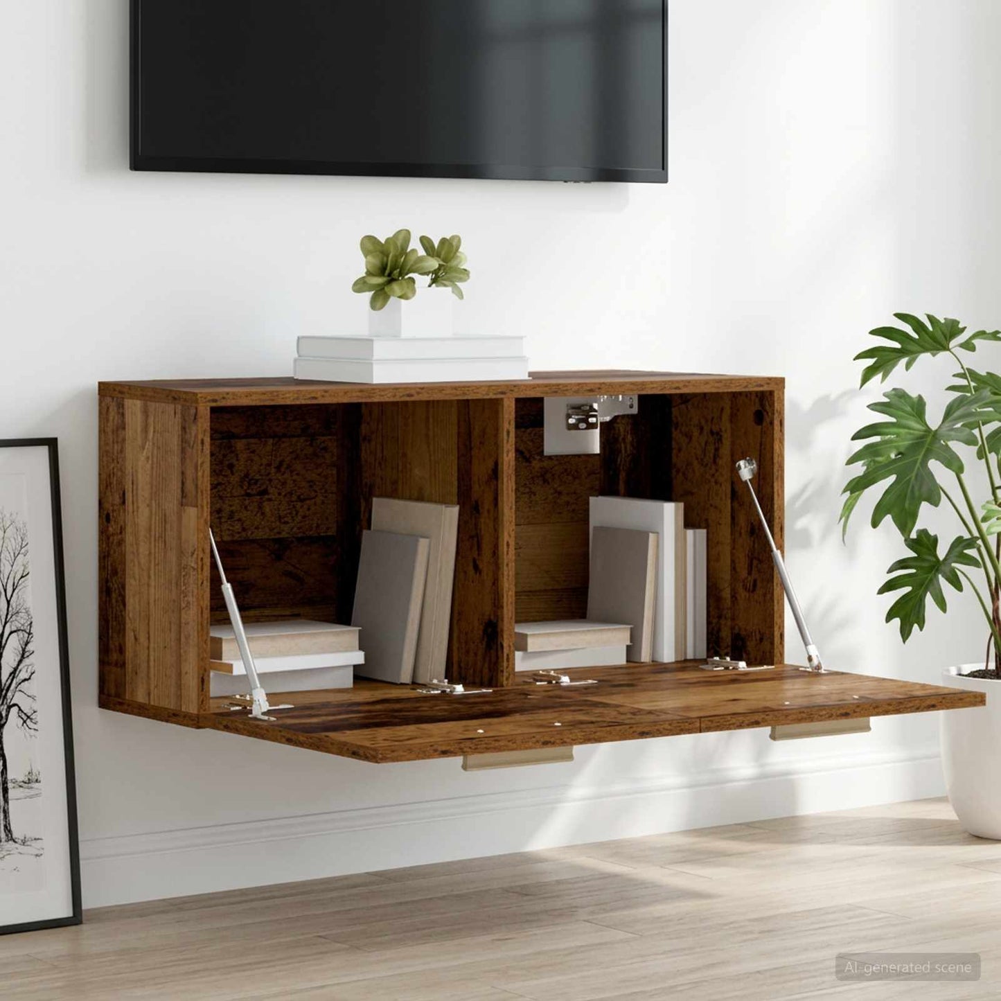 Wall Cabinet Wall-Mounted Old wood 80 x 36.5 x 35 cm