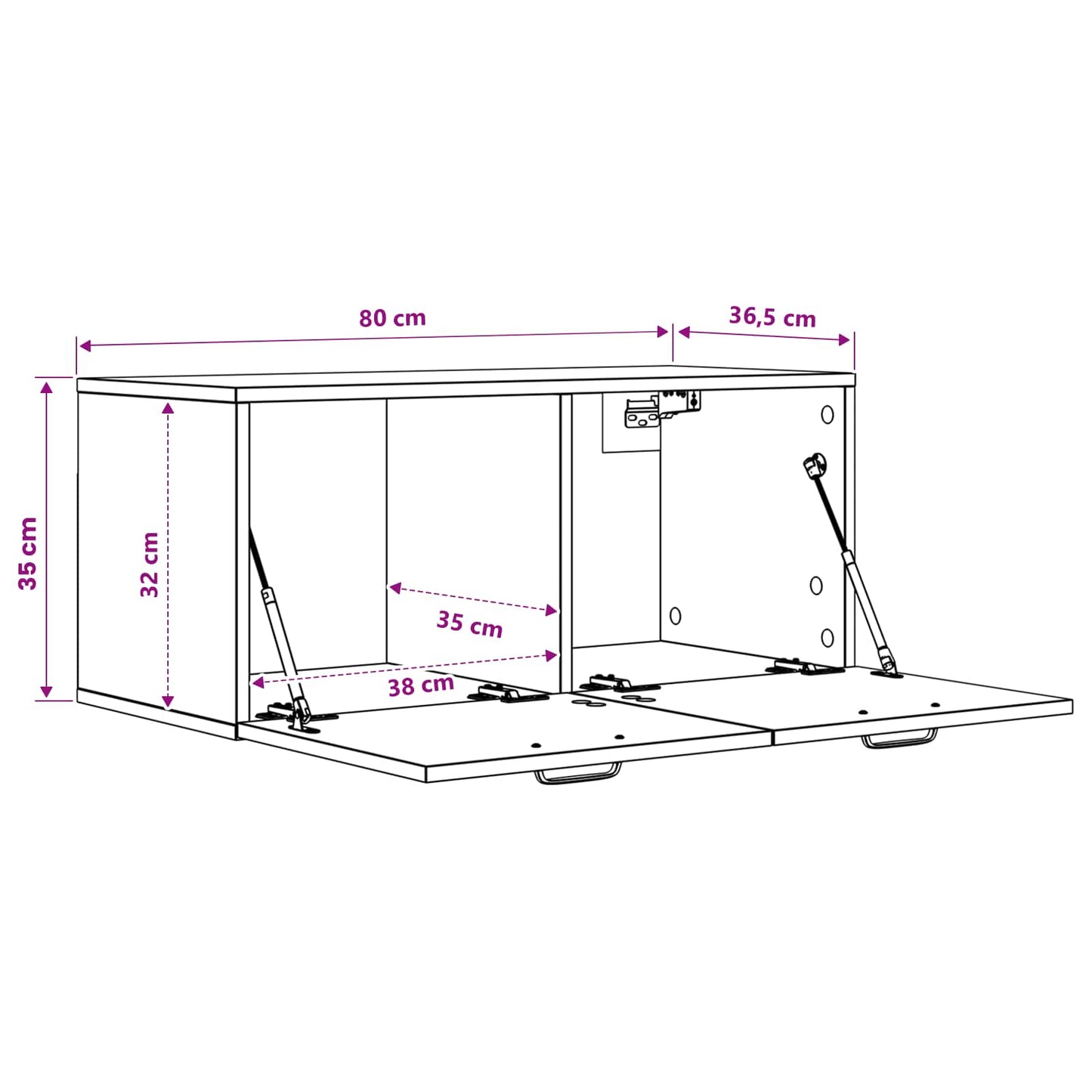 Wall Cabinet Wall-Mounted Black oak 80 x 36.5 x 35 cm