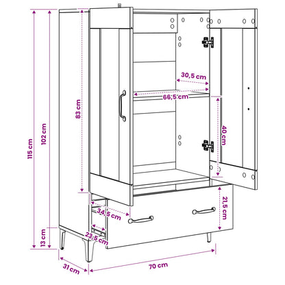 Highboard Old Wood 70 x 31 x 115 cm Engineered Wood