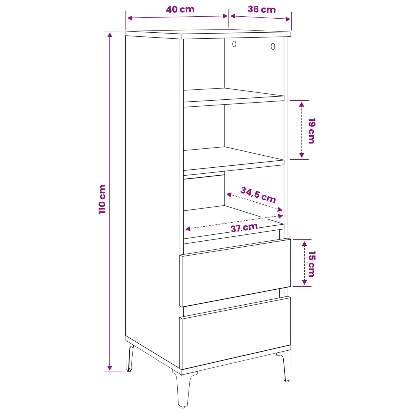 Highboard Old Wood 40 x 36 x 110 cm Engineered Wood