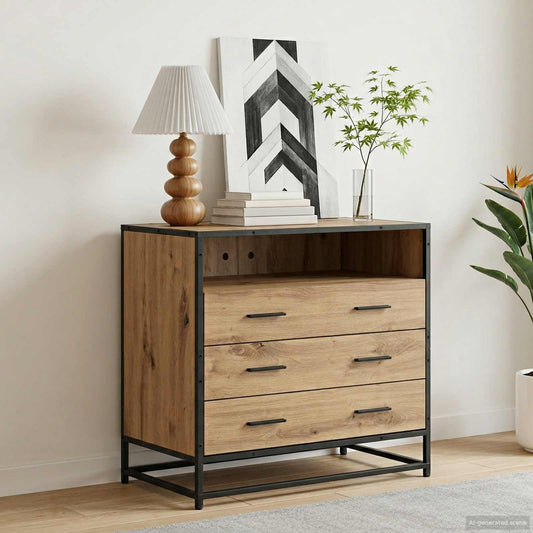 Drawer Cabinet 3-Drawer Artisan oak 70 x 41 x 70 cm