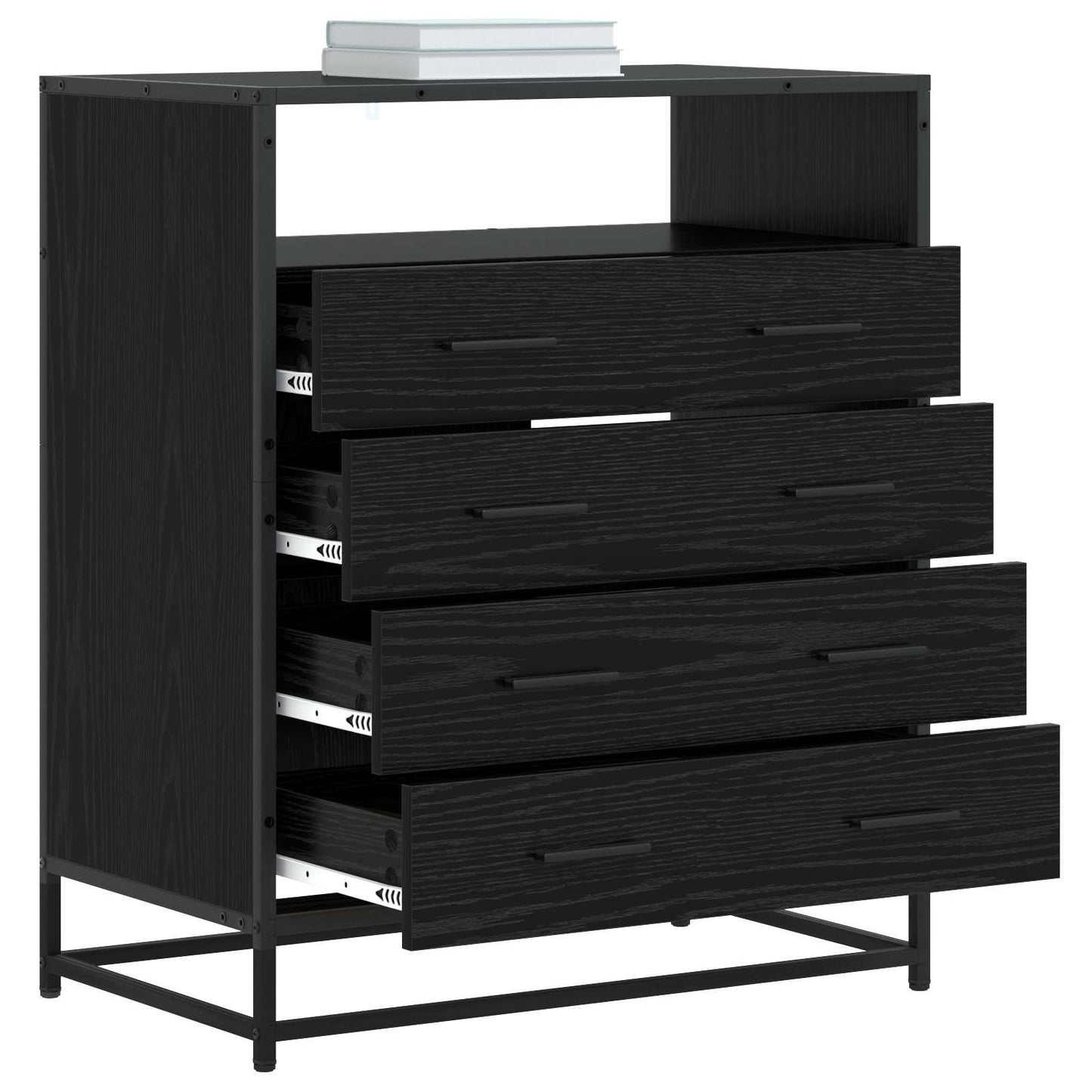 Drawer Cabinet 4-Drawer Black oak 70 x 41 x 83.5 cm