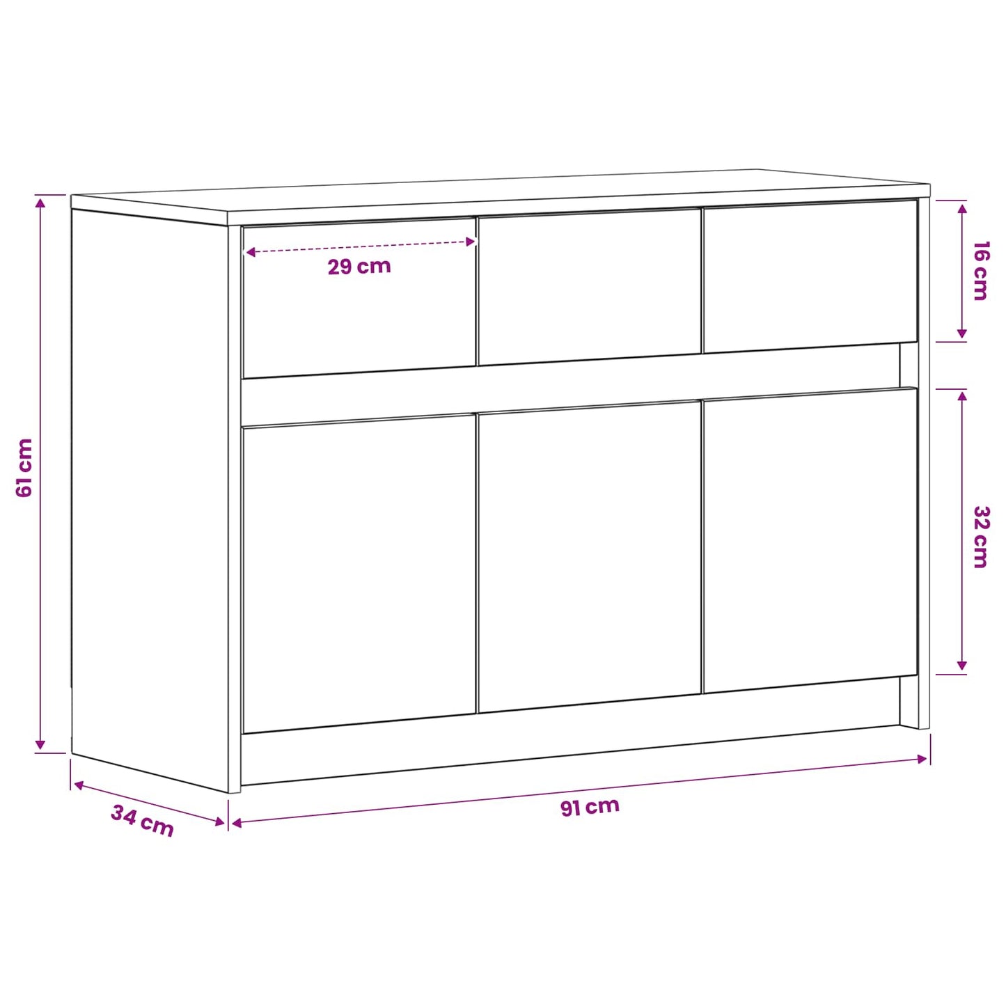 TV Cabinet 91 x 34 x 61 cm Artisan Oak Engineered Wood