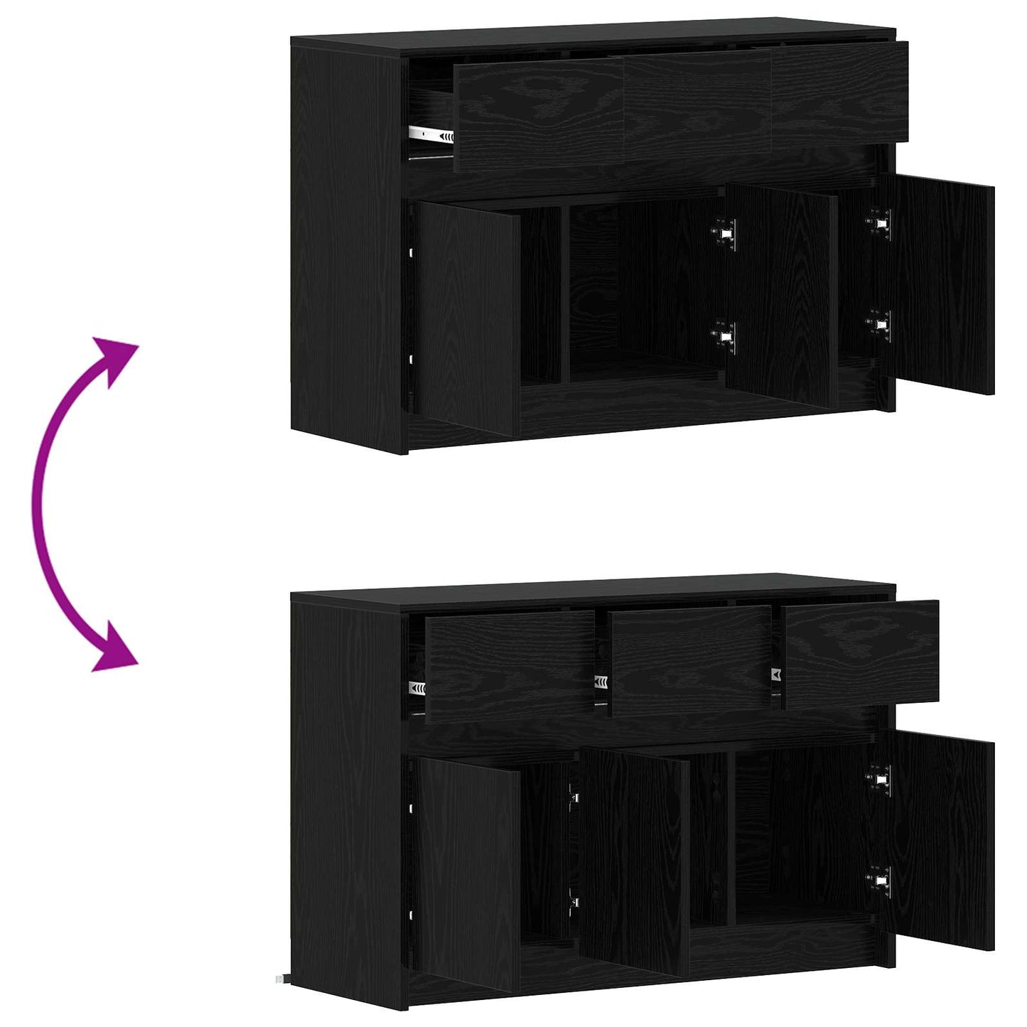 TV Cabinet 91 x 34 x 61 cm Black Oak Engineered Wood