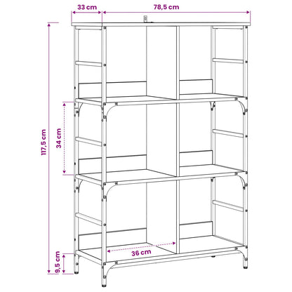 Bookshelf 4-Tier 78.5 x 33 x 117.5 cm metal PB Artisan oak