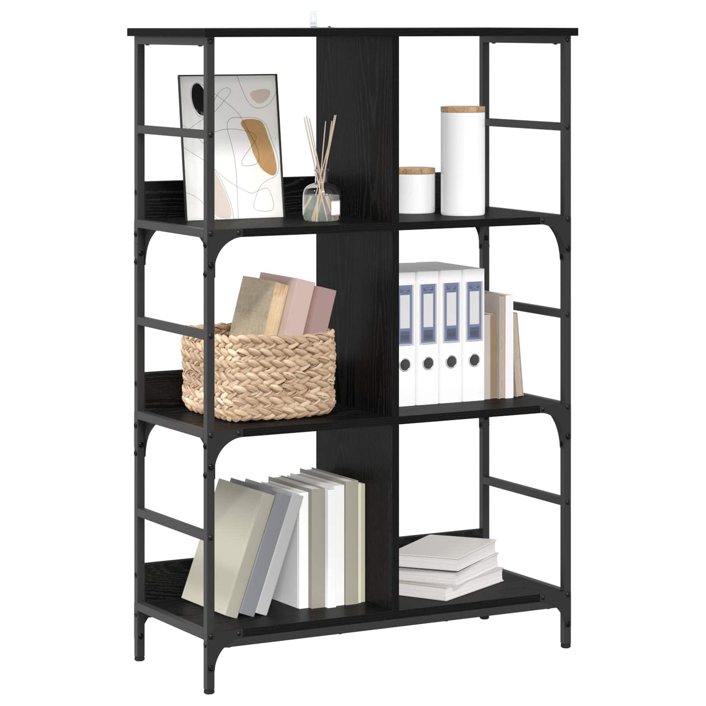 Bookshelf 4-Tier 78.5 x 33 x 117.5 cm metal PB Black oak