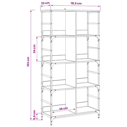 Bookshelf Artisan oak 78.5 x 33 x 153 cm metal PB