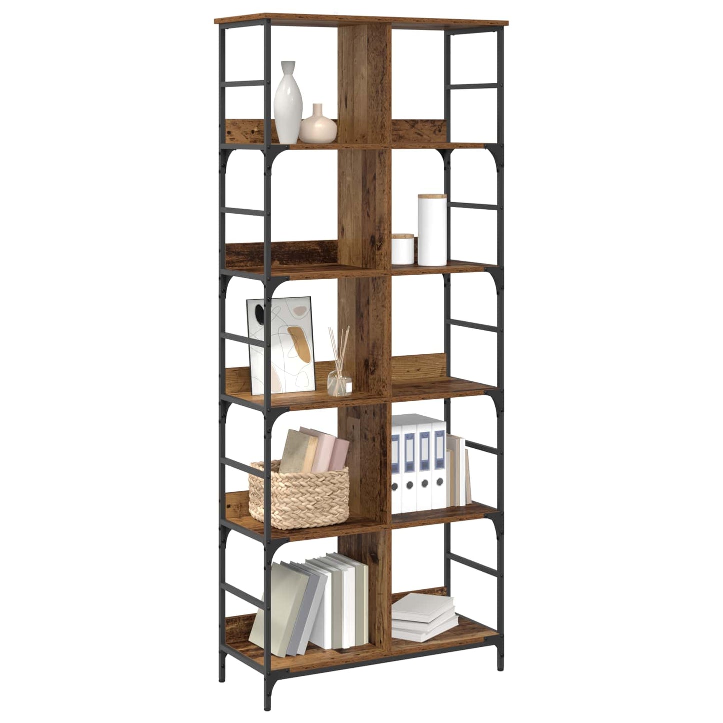 Bookshelf Old wood 78.5 x 33 x 188.5 cm metal PB