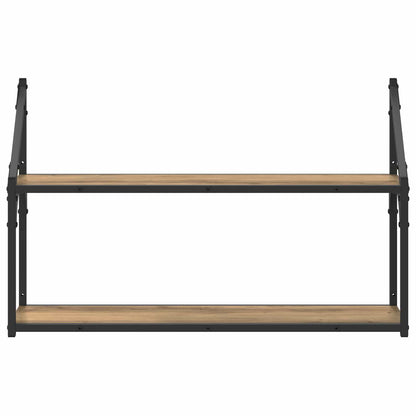 Wall Shelf Wall-Mounted Artisan oak 80 x 21 x 51 cm metal PB