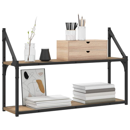 Wall Shelf Wall-Mounted Artisan oak 80 x 21 x 51 cm metal PB