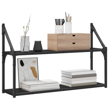Wall Shelf Wall-Mounted Black oak 80 x 21 x 51 cm metal PB