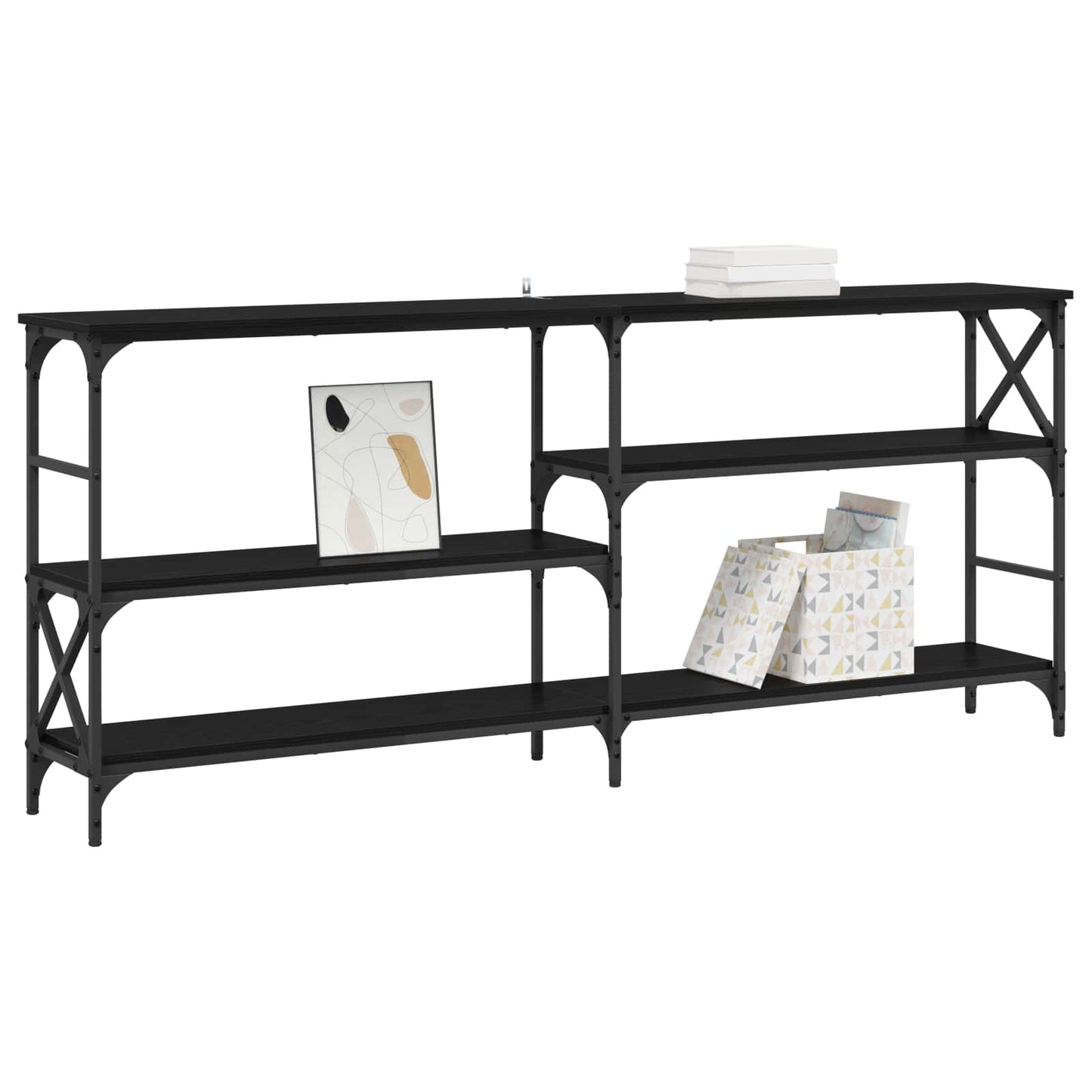 Console Table Black Oak 180 x 29 x 76.5 cm metal PB