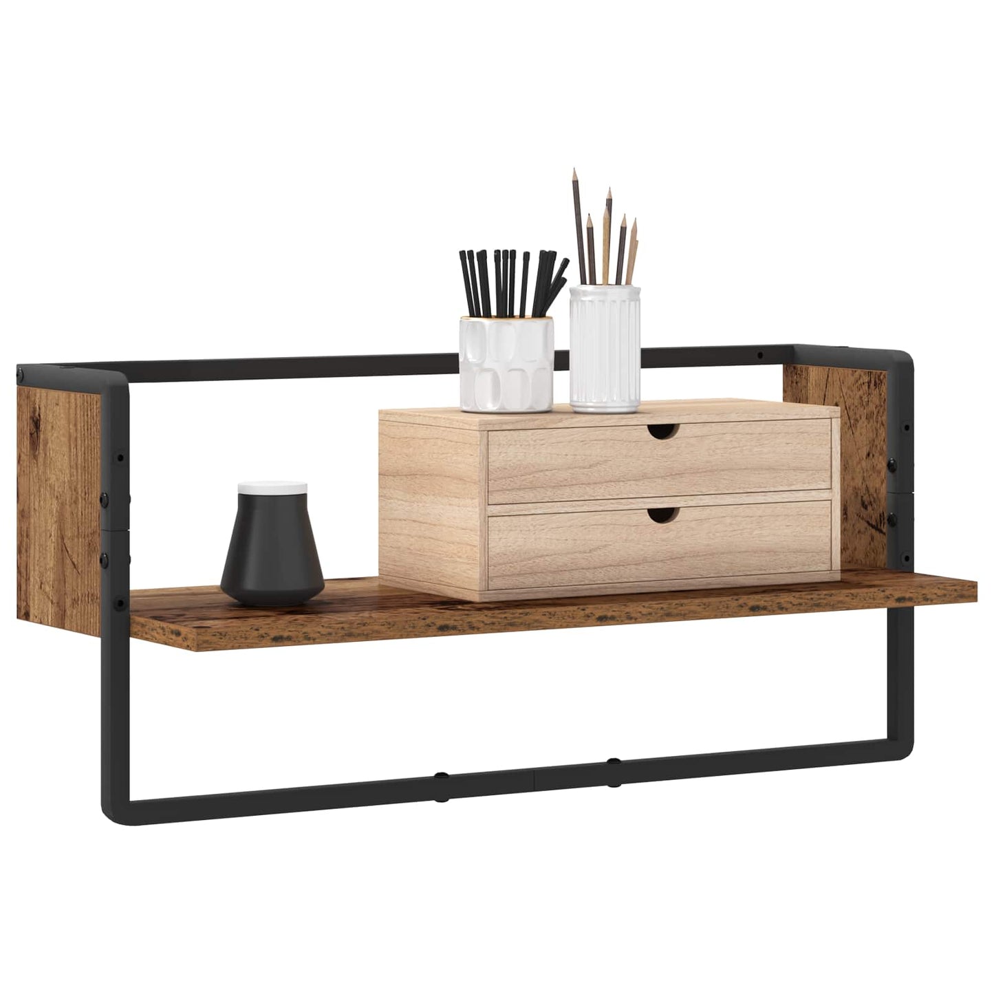 Wall Shelf Wall-Mounted Old wood 65 x 25 x 30 cm metal PB