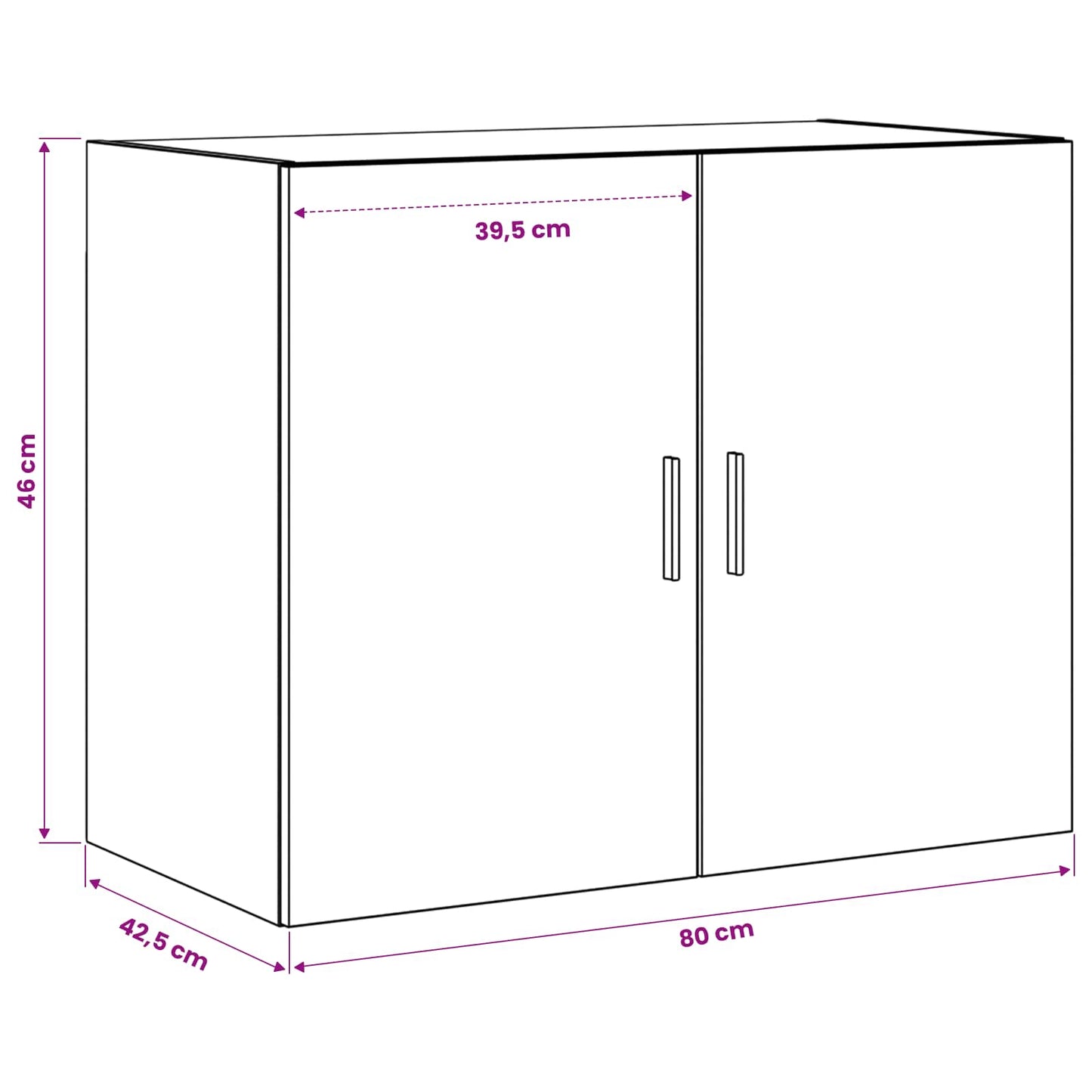 Wall Cabinet Black Oak 80 x 42.5 x 64 cm Engineered Wood