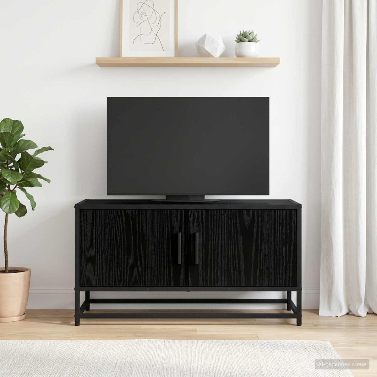 TV Cabinet 80 x 34.5 x 40 cm Black Oak Engineered Wood