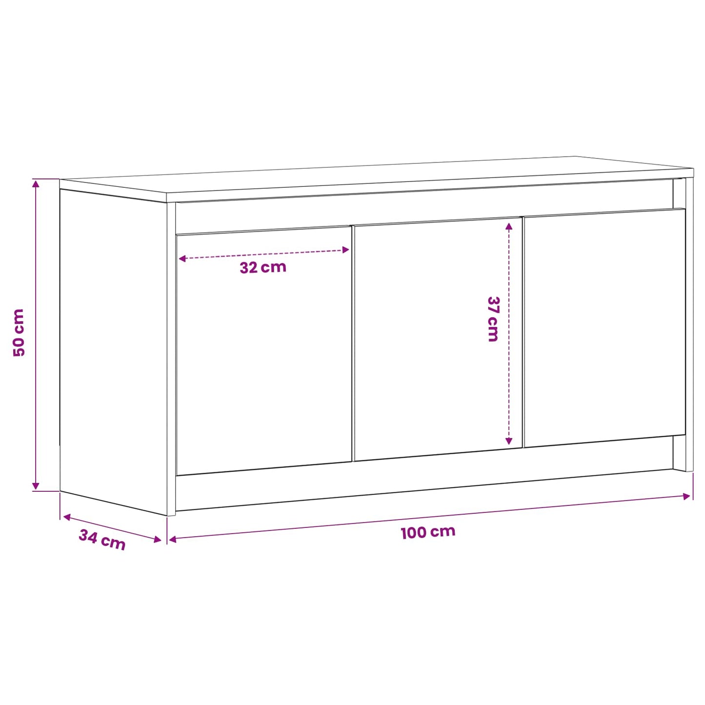 TV Cabinet 100 x 34 x 50 cm Artisan Oak Engineered Wood