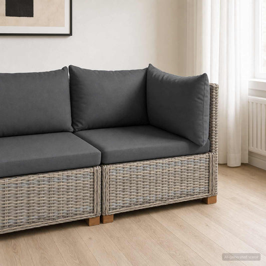 Corner Sofa with Cushions GENDT Natural Rattan Kubu Grey