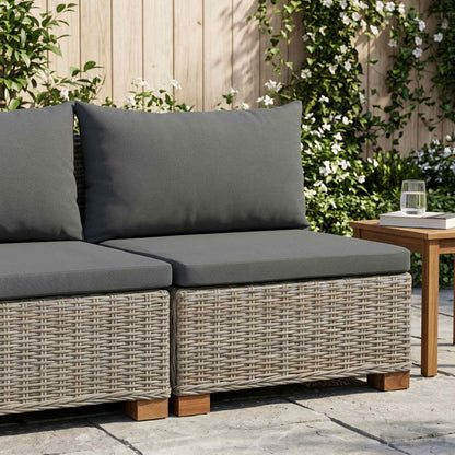 Middle Sofa with Cushions GENDT Natural Rattan Kubu Grey