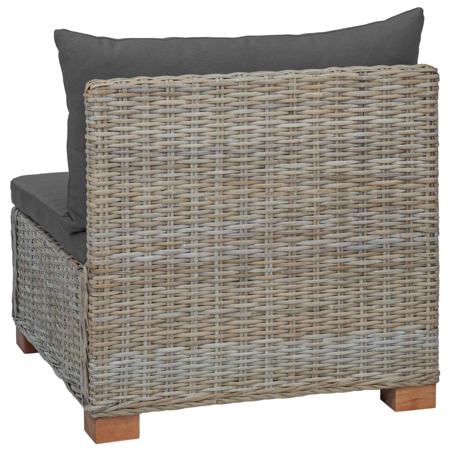 Middle Sofa with Cushions GENDT Natural Rattan Kubu Grey