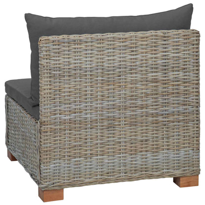 Middle Sofa with Cushions GENDT Natural Rattan Kubu Grey