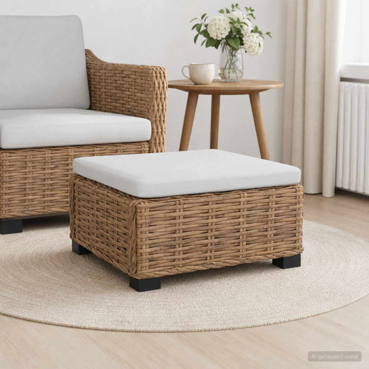Footrest with Cushion GENDT Natural Rattan Natural
