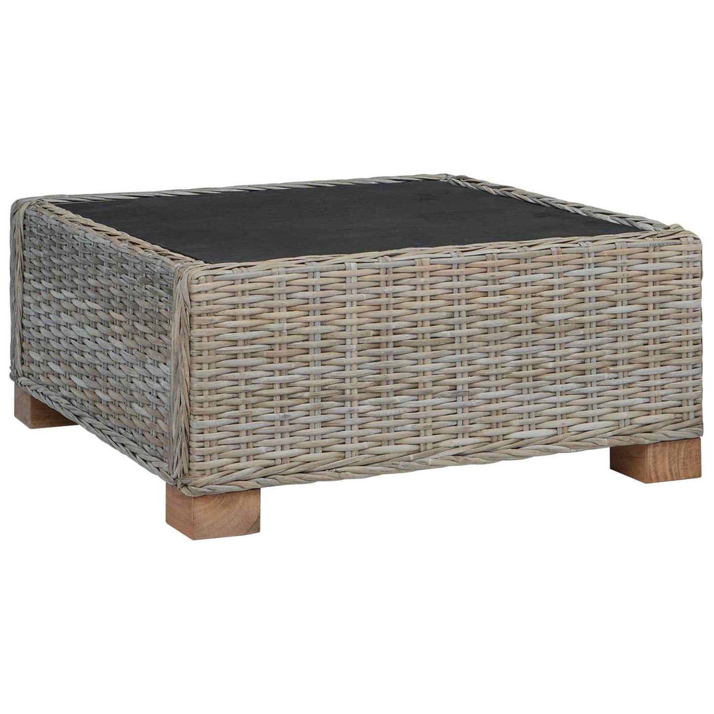 Footrest with Cushion GENDT Natural Rattan Kubu Grey