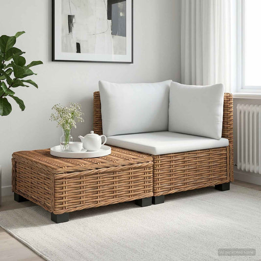 2 pcs Rattan Lounge Set with Cushions GENDT Natural Rattan