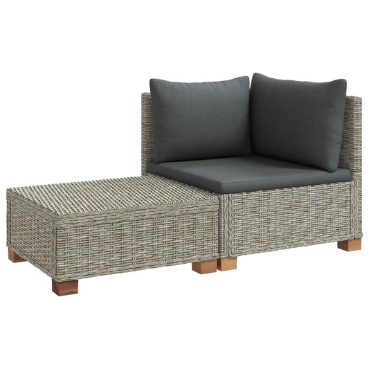 2 pcs Rattan Lounge Set with Cushions GENDT Natural Rattan