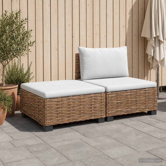 2 pcs Rattan Lounge Set with Cushions GENDT Natural Rattan