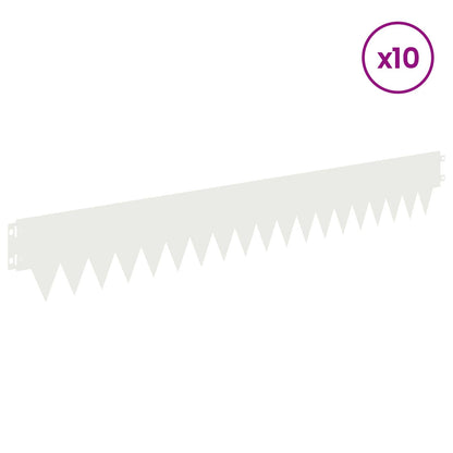 Lawn Edging 10 pcs 103 x 15 cm metal White
