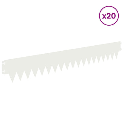 Lawn Edging 20 pcs 103 x 15 cm metal White