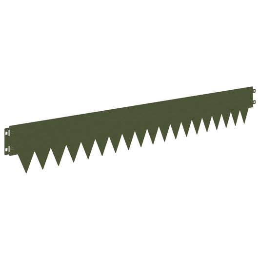 Lawn Edging 10 pcs 103 x 15 cm metal Olive Green