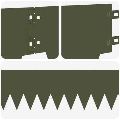 Lawn Edging 50 pcs 103 x 15 cm metal Olive Green