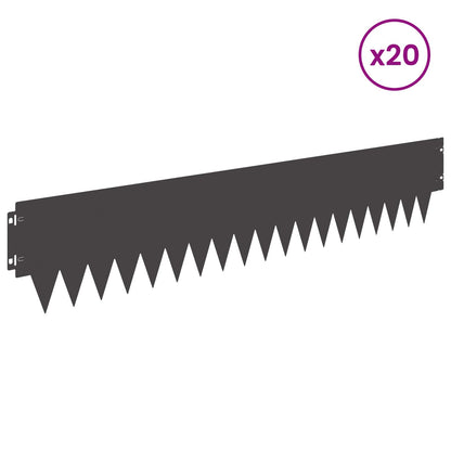 Lawn Edging 20 pcs 103 x 20 cm metal Black