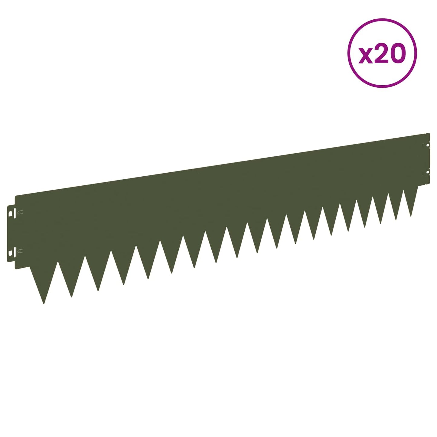 Lawn Edging 20 pcs 103 x 20 cm metal Olive Green