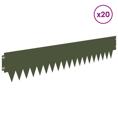 Lawn Edging 20 pcs 103 x 20 cm metal Olive Green