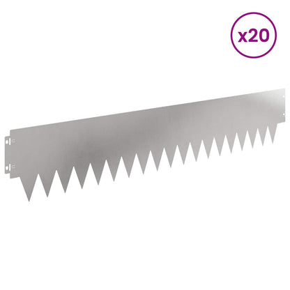 Lawn Edging 20 pcs 103 x 20 cm metal Silver