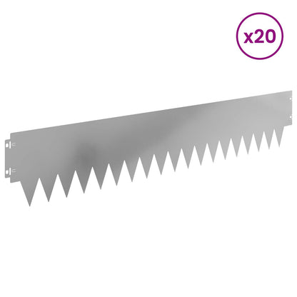 Lawn Edging 20 pcs 103 x 20 cm metal Silver