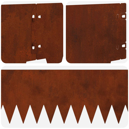 Lawn Edging 10 pcs 103 x 20 cm metal Rusty