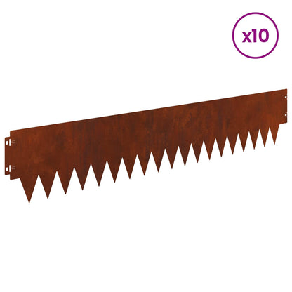 Lawn Edging 10 pcs 103 x 20 cm metal Rusty