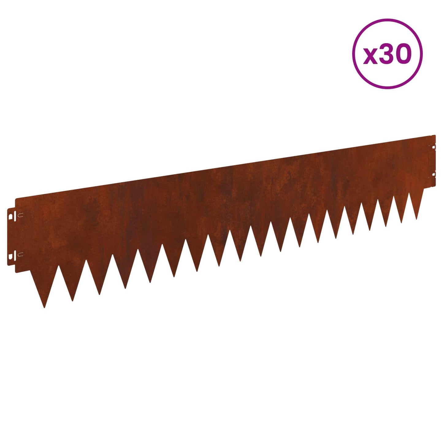 Lawn Edging 30 pcs 103 x 20 cm metal Rusty