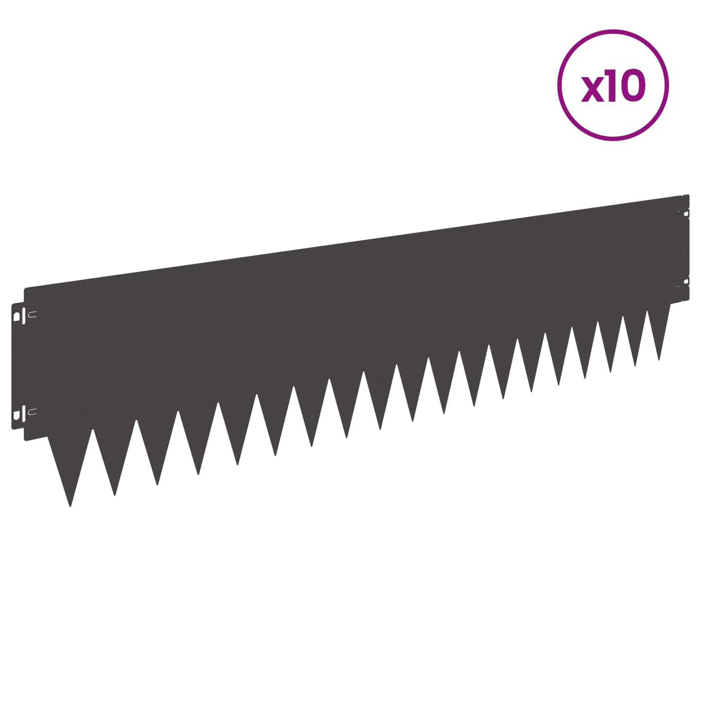 Lawn Edging 10 pcs 103 x 25 cm metal Black
