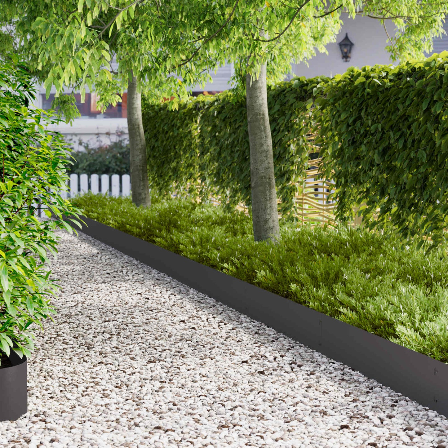 Lawn Edging 20 pcs 103 x 25 cm metal Black