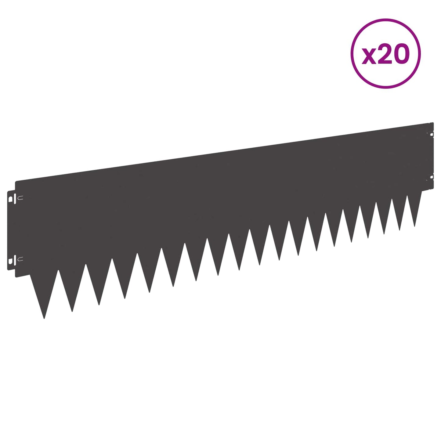 Lawn Edging 20 pcs 103 x 25 cm metal Black