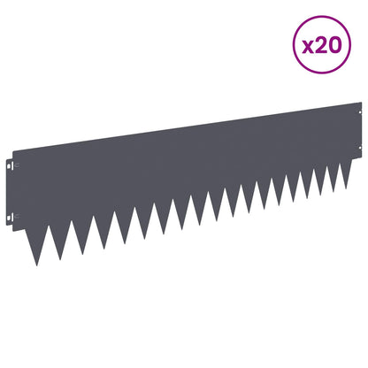Lawn Edging 20 pcs 103 x 25 cm metal Anthracite