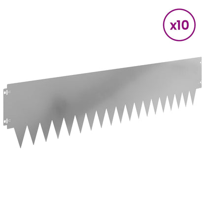 Lawn Edging 10 pcs 103 x 25 cm metal Silver