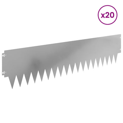 Lawn Edging 20 pcs 103 x 25 cm Steel Silver