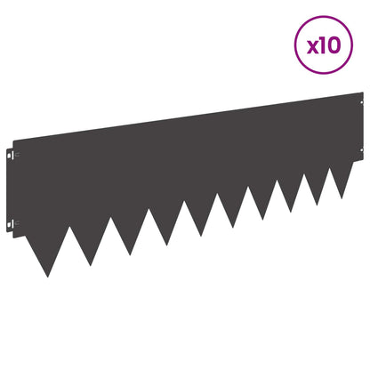 Lawn Edging 10 pcs 103 x 30 cm metal Black