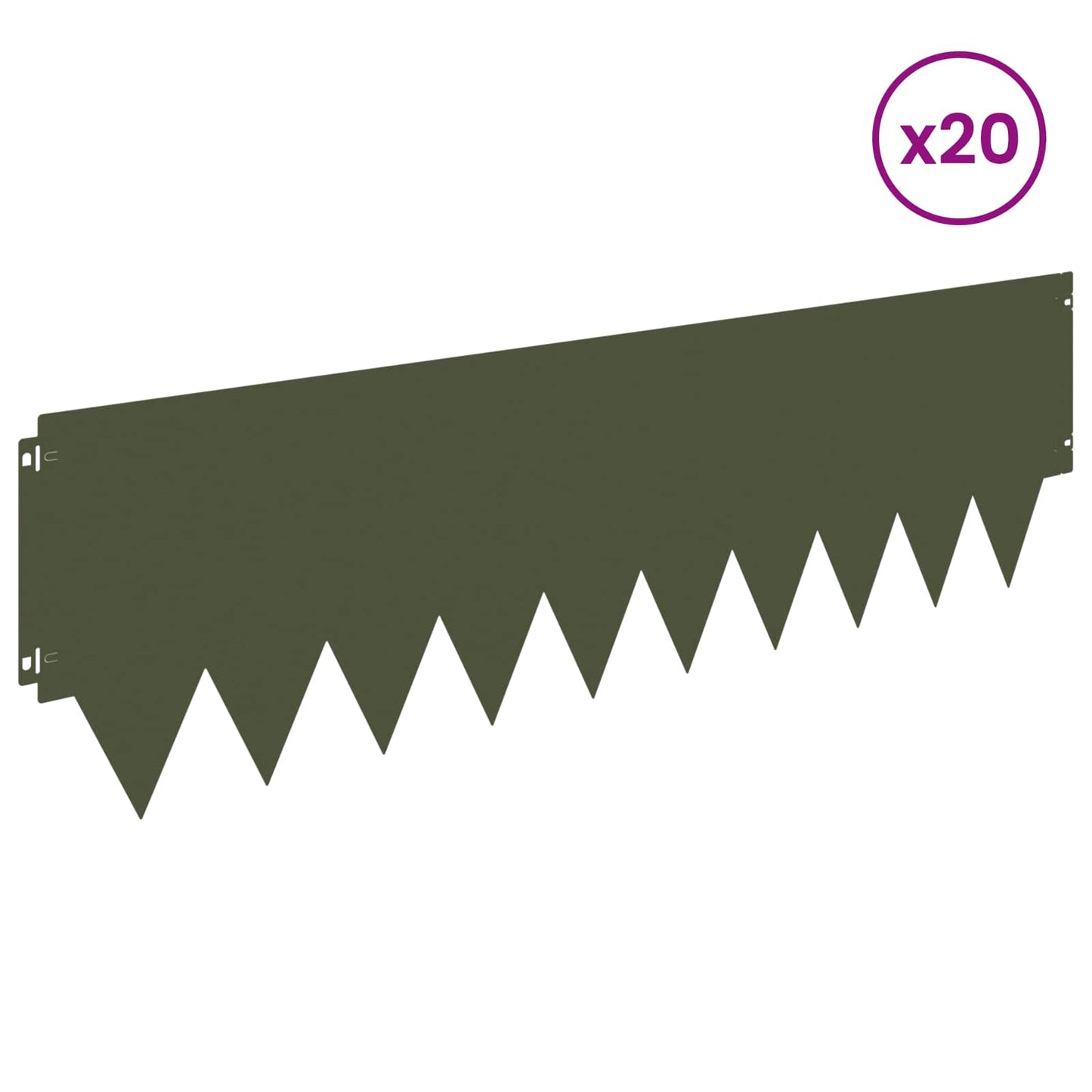 Lawn Edging 20 pcs 103 x 30 cm metal Olive Green